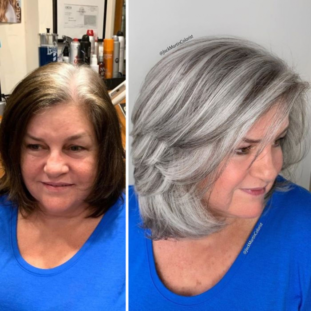 Cứ tưởng tóc bạc trông già hơn, thợ làm tóc chứng minh cho khách hàng điều ngược lại 12