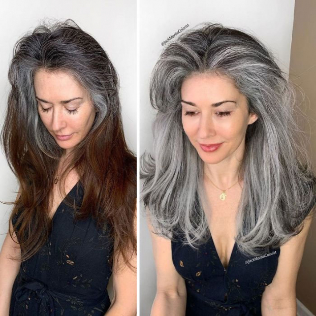 Cứ tưởng tóc bạc trông già hơn, thợ làm tóc chứng minh cho khách hàng điều ngược lại 14
