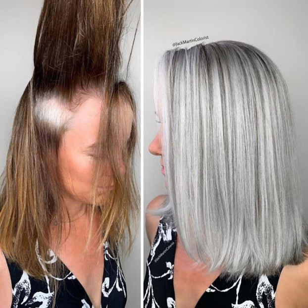 Cứ tưởng tóc bạc trông già hơn, thợ làm tóc chứng minh cho khách hàng điều ngược lại 15