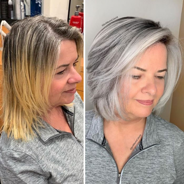 Cứ tưởng tóc bạc trông già hơn, thợ làm tóc chứng minh cho khách hàng điều ngược lại 16