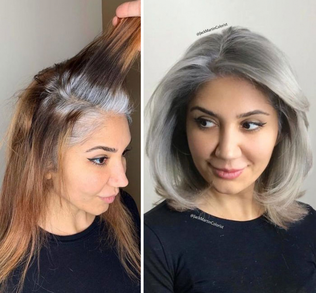 Cứ tưởng tóc bạc trông già hơn, thợ làm tóc chứng minh cho khách hàng điều ngược lại 17