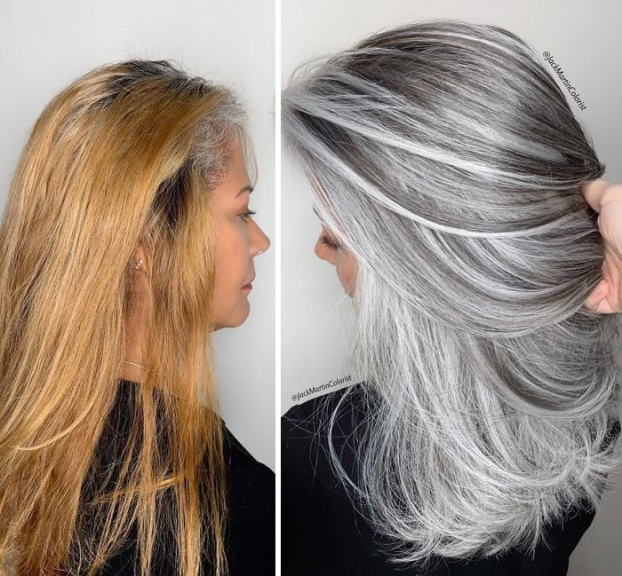 Cứ tưởng tóc bạc trông già hơn, thợ làm tóc chứng minh cho khách hàng điều ngược lại 19