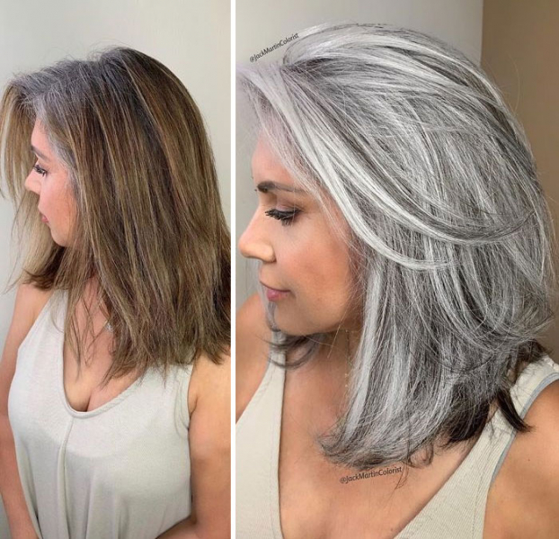 Cứ tưởng tóc bạc trông già hơn, thợ làm tóc chứng minh cho khách hàng điều ngược lại 22