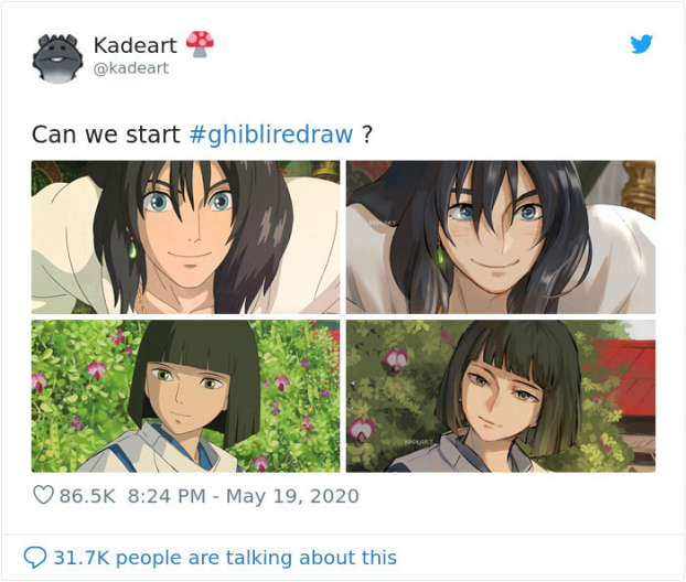   Bài đăng kêu gọi vẽ lại Ghibli của Kadeart  