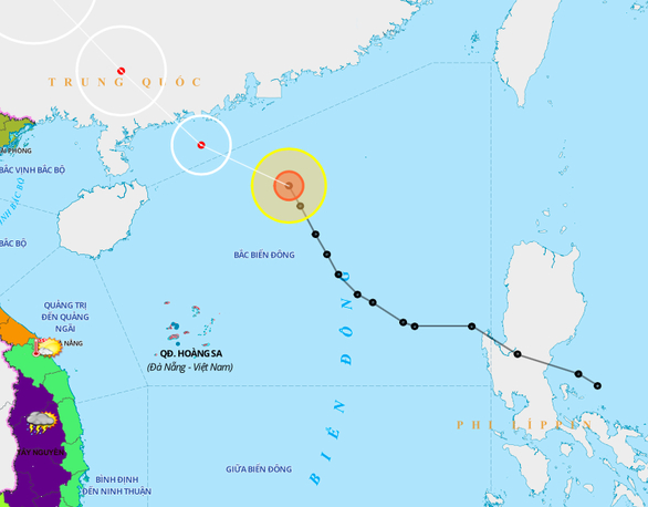   Đường đi của cơn bão (Ảnh: Trung tâm Khí tượng Thủy văn Trung ương)  