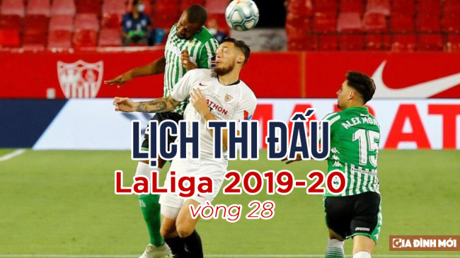 Lịch thi đấu, kết quả bóng đá La Liga 2019-20 vòng 28 mới nhất, chính xác nhất 0