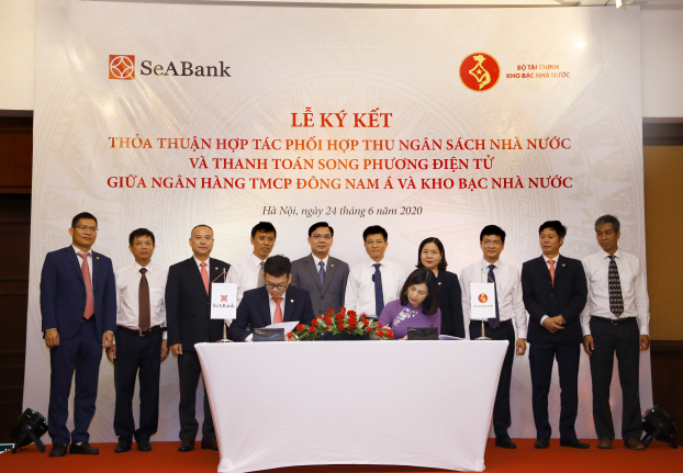   Ngân hàng TMCP Đông Nam Á (SeABank) và Kho bạc Nhà nước (KBNN) đã ký kết Thỏa thuận hợp tác phối hợp thu ngân sách nhà nước (NSNN) và thanh toán song phương điện tử  