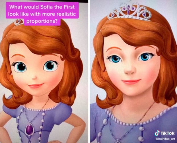Họa sĩ vẽ lại các nàng công chúa Disney theo tỉ lệ thực tế gây sốt TikTok 9