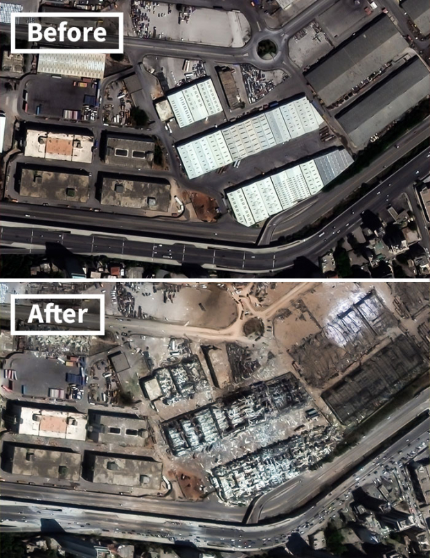 5 bức ảnh vệ tinh trước và sau vụ nổ cho thấy sức tàn phá của thảm họa Beirut 3