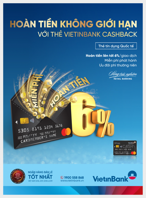 Hoàn tiền không giới hạn cùng thẻ VietinBank Cashback 0