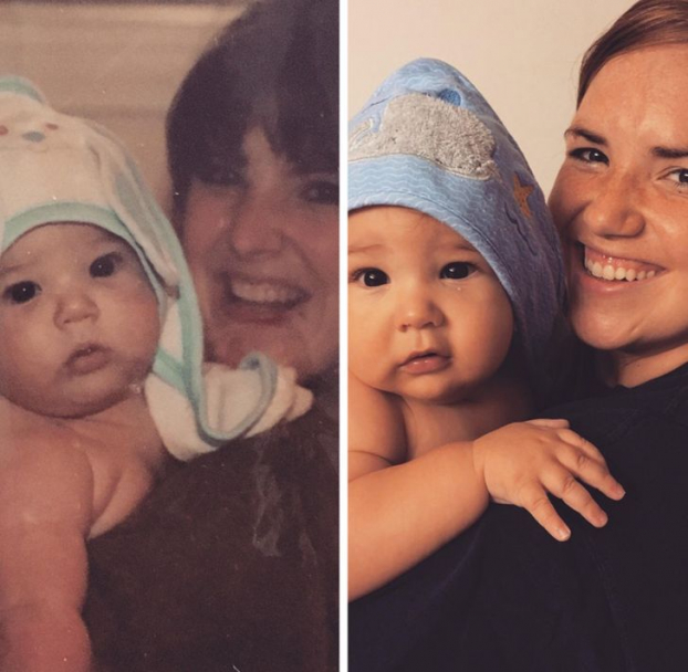   Mẹ tôi ôm tôi (1989) và tôi ôm con trai tôi (2017)  