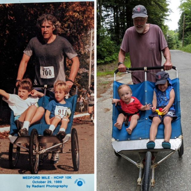   Cha tôi đẩy anh trai tôi và tôi trong xe đẩy và đẩy các con trai của tôi trong cùng một chiếc xe đẩy 29 năm sau đó  