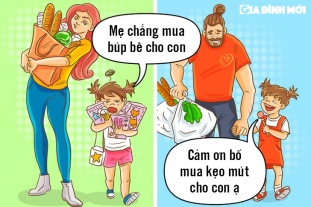 18 bức tranh minh họa hài hước sự khác biệt của bố và mẹ khi chăm con 7