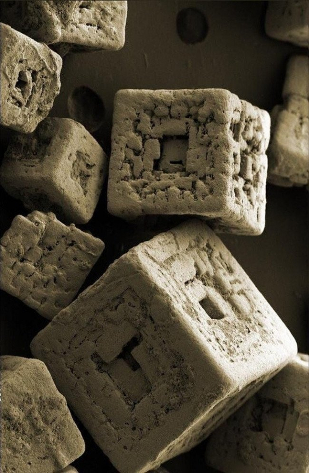   Hạt muối đang được nhìn dưới kính hiển vi  