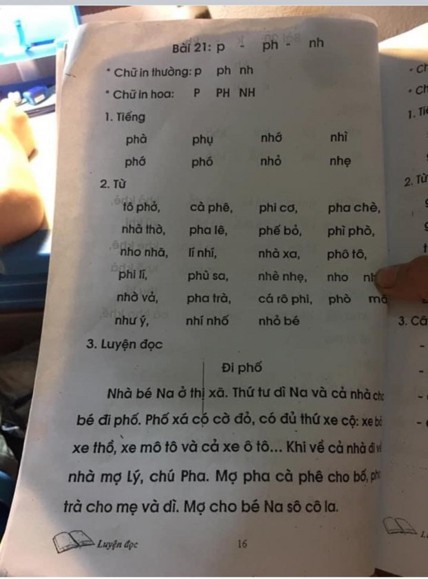  Phụ huynh 'choáng' với bài học Tiếng Việt lớp 1 năm nay.  