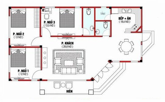 7 bản vẽ nhà cấp 4 mái thái, 2 - 3 phòng ngủ tiện nghi, nhà đông người không lo chật chội 14