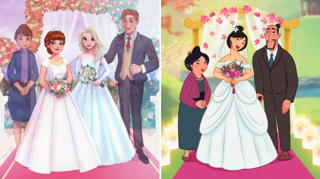 Bộ tranh khi cha mẹ các nàng công chúa Disney dự đám cưới của con gái 0