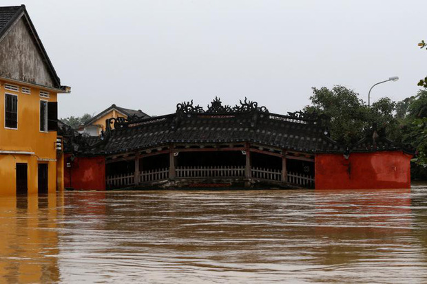   Cây chùa Cầu nổi tiếng cũng chịu cảnh nước dâng cao  
