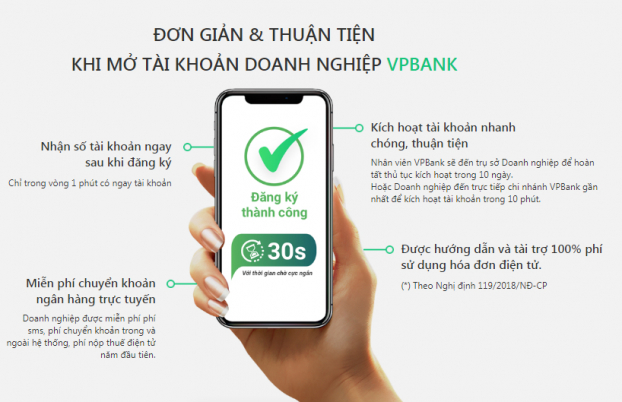 Mở tài khoản SME online chỉ trong 01 phút tại VPBank 0