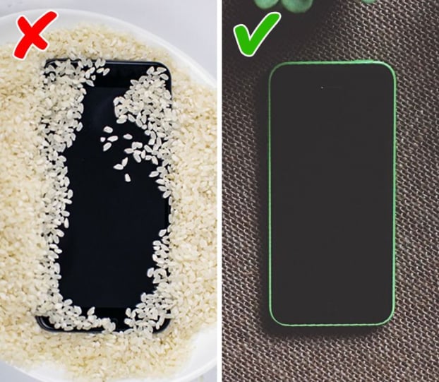 Vì sao không nên cho điện thoại vào thùng gạo sau khi bị rơi xuống nước? 2