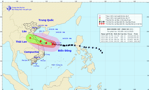 Tin bão số 13: Bão rất mạnh, từ Thanh Hóa đến Đà Nẵng có khả năng nước dâng cao do bão 0