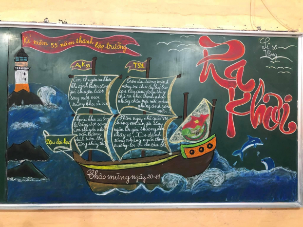 Những tác phẩm trang trí bảng lớp chào mừng Ngày Nhà giáo Việt Nam ấn tượng của học sinh 3
