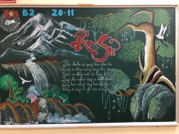 Những tác phẩm trang trí bảng lớp chào mừng Ngày Nhà giáo Việt Nam ấn tượng của học sinh 5