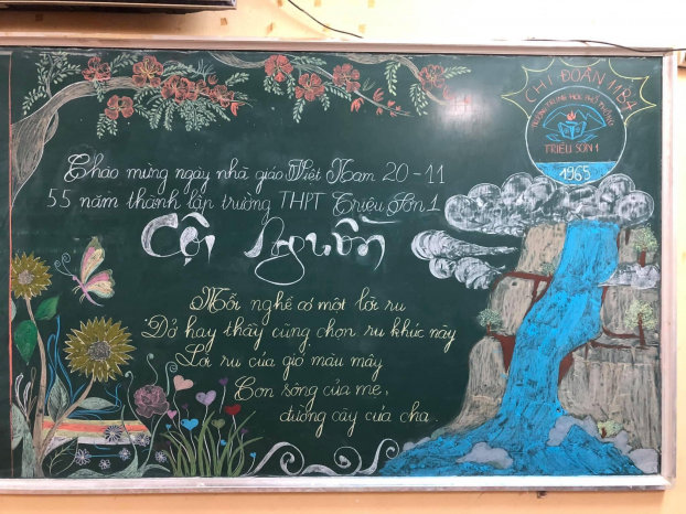 Những tác phẩm trang trí bảng lớp chào mừng Ngày Nhà giáo Việt Nam ấn tượng của học sinh 9