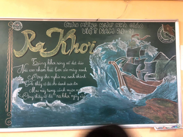 Những tác phẩm trang trí bảng lớp chào mừng Ngày Nhà giáo Việt Nam ấn tượng của học sinh 10
