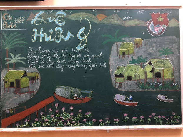 Những tác phẩm trang trí bảng lớp chào mừng Ngày Nhà giáo Việt Nam ấn tượng của học sinh 11