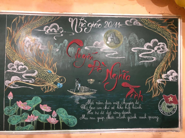 Những tác phẩm trang trí bảng lớp chào mừng Ngày Nhà giáo Việt Nam ấn tượng của học sinh 12