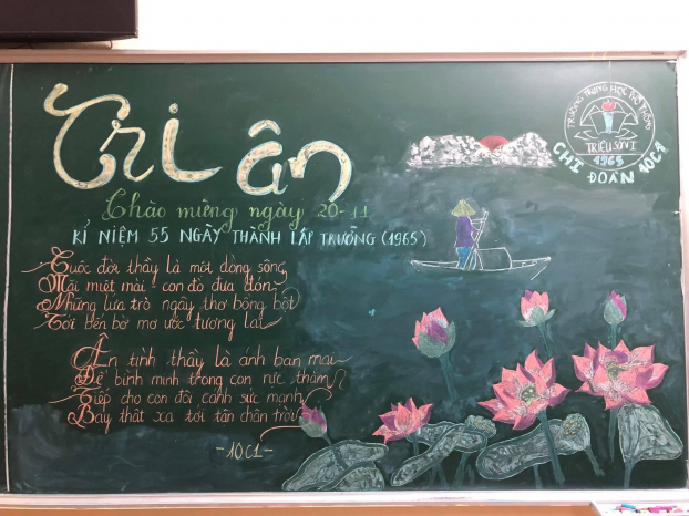 Những tác phẩm trang trí bảng lớp chào mừng Ngày Nhà giáo Việt Nam ấn tượng của học sinh 14