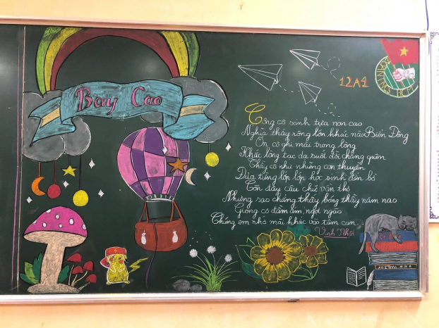 Những tác phẩm trang trí bảng lớp chào mừng Ngày Nhà giáo Việt Nam ấn tượng của học sinh 17