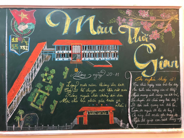 Những tác phẩm trang trí bảng lớp chào mừng Ngày Nhà giáo Việt Nam ấn tượng của học sinh 18