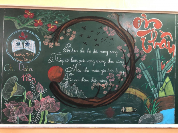 Những tác phẩm trang trí bảng lớp chào mừng Ngày Nhà giáo Việt Nam ấn tượng của học sinh 19