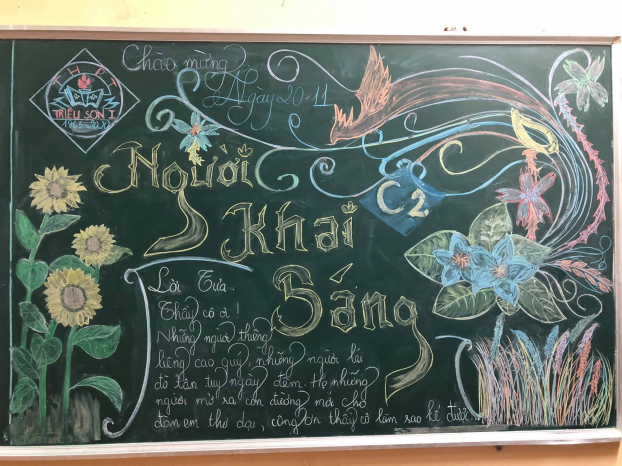 Những tác phẩm trang trí bảng lớp chào mừng Ngày Nhà giáo Việt Nam ấn tượng của học sinh 20