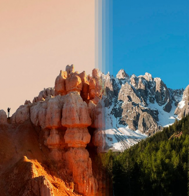   Bryce Canyon ở Hoa Kỳ và Dolomites ở Ý  