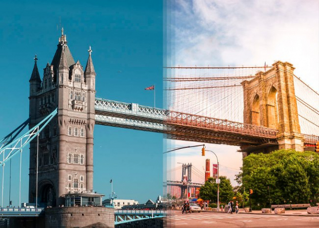   Cầu tháp Tower Bridge ở Luân Đôn và cầu Brooklyn ở New York  