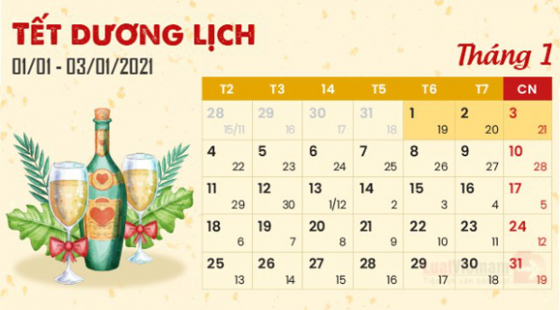 Tết Dương lịch 2021 là ngày bao nhiêu, thứ mấy, được nghỉ mấy ngày? 1