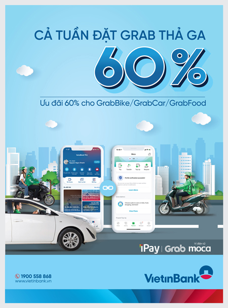 Tặng mã iPay Grab lên đến 280.000 đồng cho khách hàng sử dụng VietinBank iPay Mobile 0