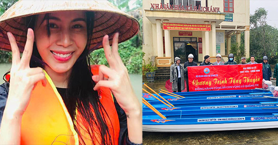 Thủy Tiên - Công Vinh tặng 10 thuyền máy cho các thôn ở Hải Lăng, Quảng Trị 0