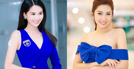 Sao Việt đọ sắc khi mặc váy xanh navy: Ngọc Trinh nuột nà miễn chê, Đỗ Thị Hà già chát 0