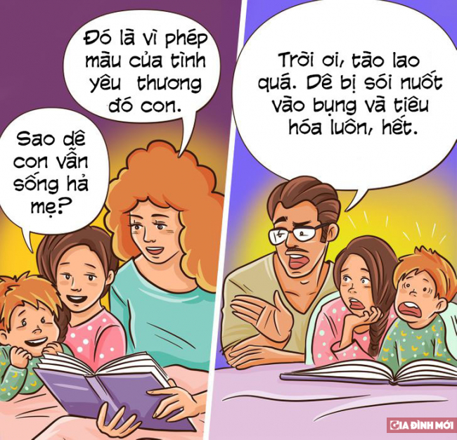 12 bức tranh minh họa hài hước cho thấy sự khác biệt giữa bố và mẹ khi nuôi dạy con 11
