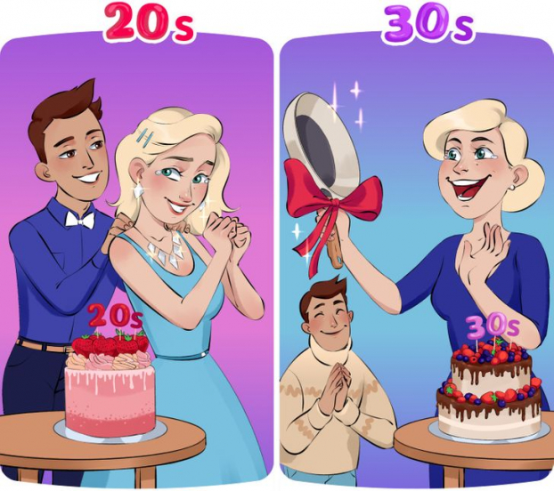 11 tranh minh họa hóm hỉnh sự thay đổi của phụ nữ trước và sau tuổi 30 2