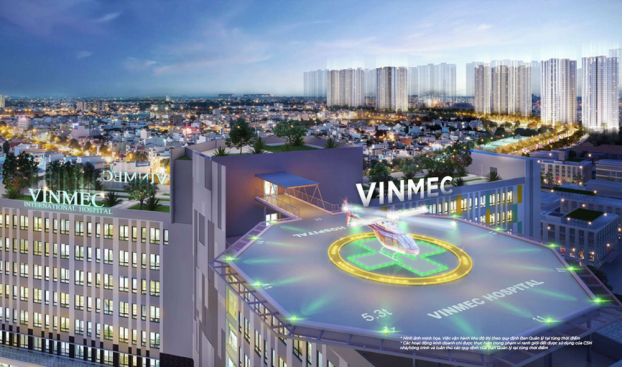   Bệnh viện đa khoa quốc tế Vinmec tại Vinhomes Smart City được trang bị sân đỗ trực thăng trên tầng thượng và phòng Tổng thống phục vụ khách hàng VVIP, nguyên thủ quốc gia….  