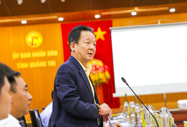   Ông Đỗ Quang Hiển, Chủ tịch HĐQT kiêm Tổng Giám đốc Tập đoàn T&T Group phát biểu tại cuộc họp với lãnh đạo tỉnh Quảng Trị.  