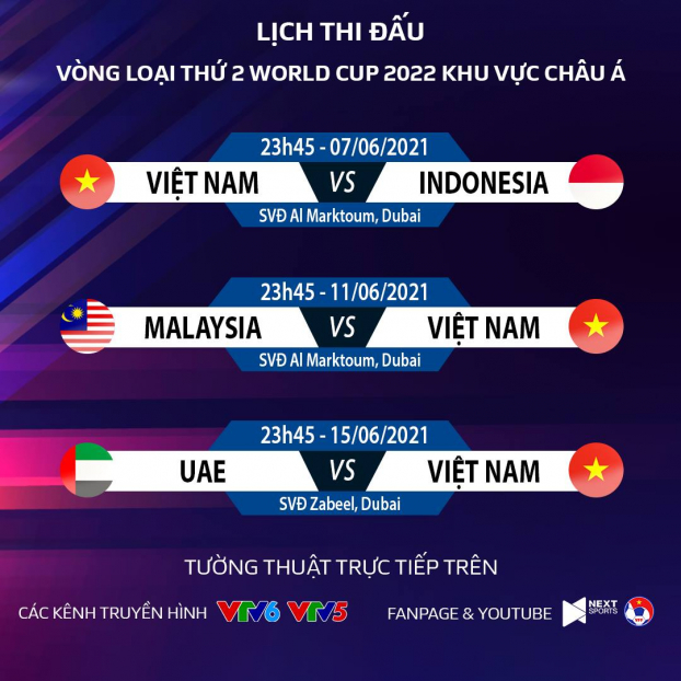 Lịch thi đấu Vòng loại World Cup 2022 bảng G của ĐT Việt Nam mới nhất 0