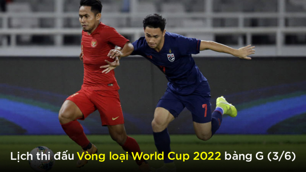 Lịch thi đấu vòng loại World Cup 2022 bảng G ngày 3/6: Thái Lan vs Indonesia 0