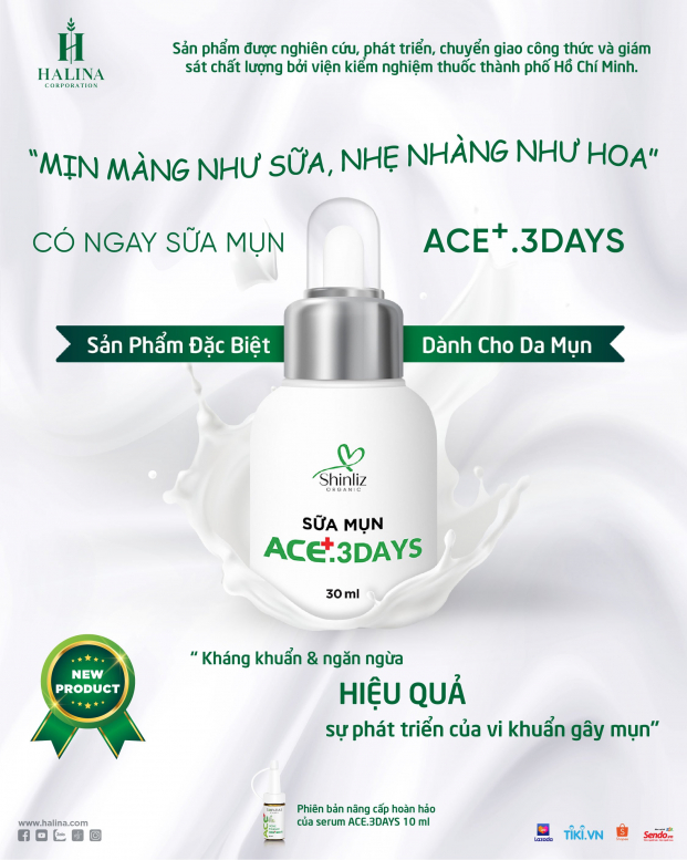 Sữa mụn ACE.3DAYS+ 30ml -  sản phẩm cải tiến dành riêng cho làn da mụn và da nhạy cảm 2