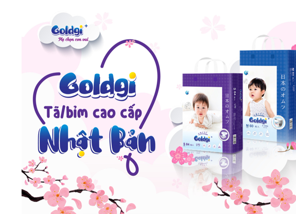   Với định vị thương hiệu “Goldgi+ Tã/bỉm cao cấp Nhật Bản”, gắn kết hình ảnh Goldgi luôn nỗ lực đồng hành và chia sẻ với Ba Mẹ trong từng cột mốc quan trọng trên hành trình làm Ba Mẹ thông qua việc đem đến sản phẩm tã/bỉm Goldgi được sản xuất trên dây chuyền công nghệ Nhật Bản, đảm bảo quy trình nghiêm ngặt về chất lượng Nhật Bản, và đội kĩ sư vận hành nhà máy là người Nhật Bản   Bỉm Goldgi với các đặc tính vượt trội mang đến sự thông thoáng và êm ái tuyệt vời cho các bé yêu của mẹ.  